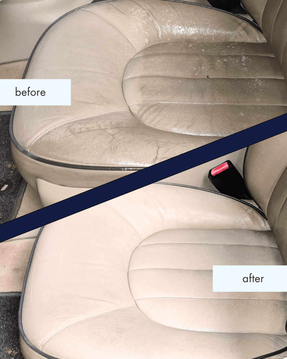 Before And After Reinigen Leren Auto Stoel
